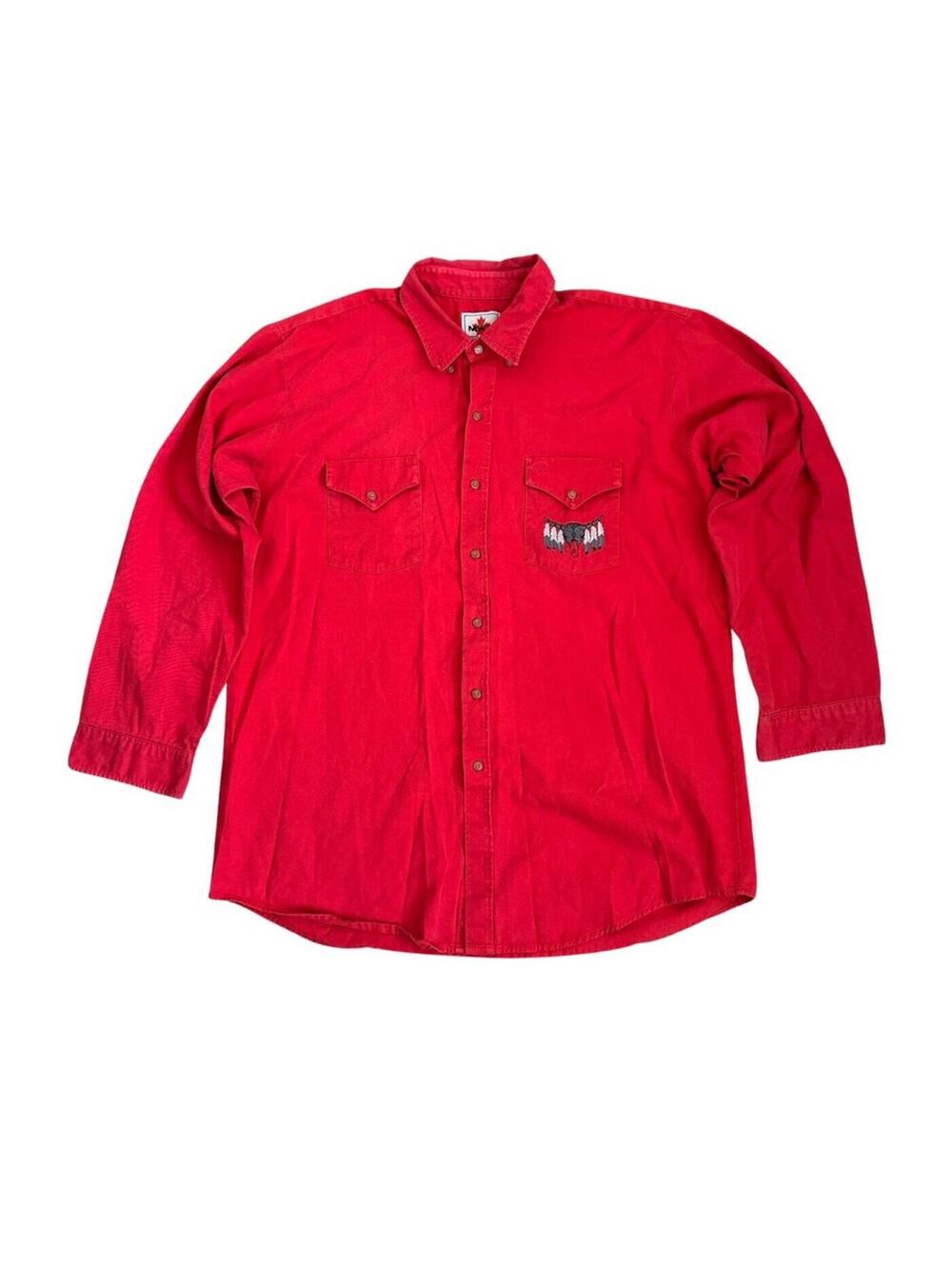MWG Canadian Outdoors Western Shirt Men's Heavy Cotton Red Size XL Vintage